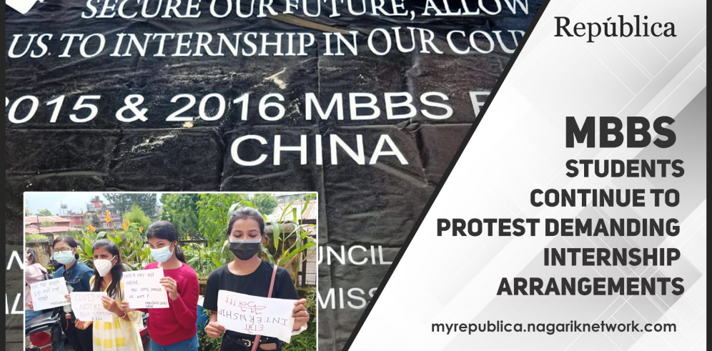 MBBS students continue to protest demanding internship arrangements