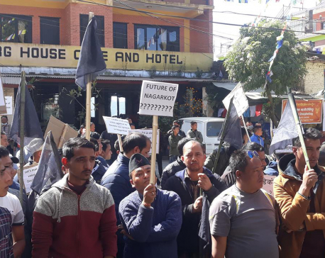 Locals of Nagarkot protest against local units for double taxation on tourists