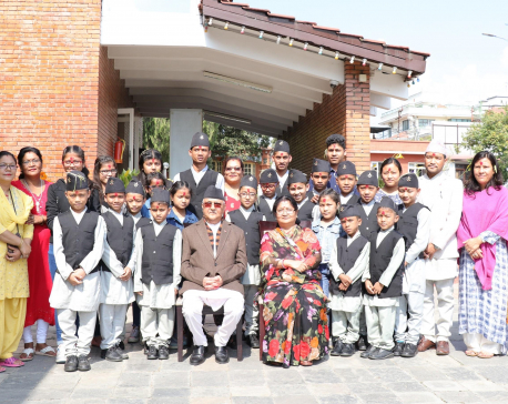 PM Oli offers Dashain Tika to HIV-infected 23 children