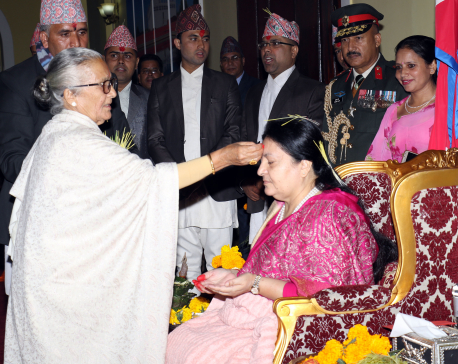 IN PICTURES: President receives Dashain tika