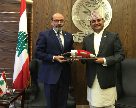 Defense Min Pokhrel meets his Lebanese counterpart