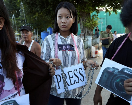 Myanmar youth, journalists demonstrate against jailing of Reuters reporters
