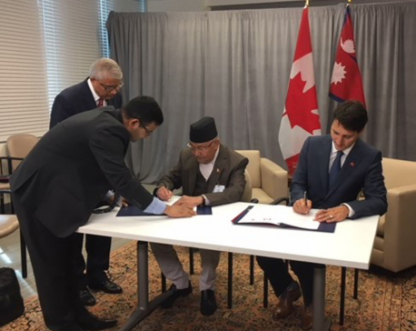 PM Oli holds talks with Canadian counterpart, agreement signed