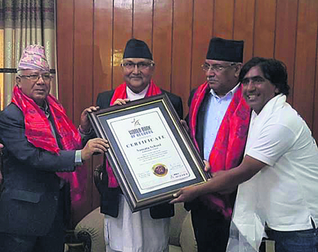 PM Oli, former PMs Dahal and Nepal hand over dubious certificate