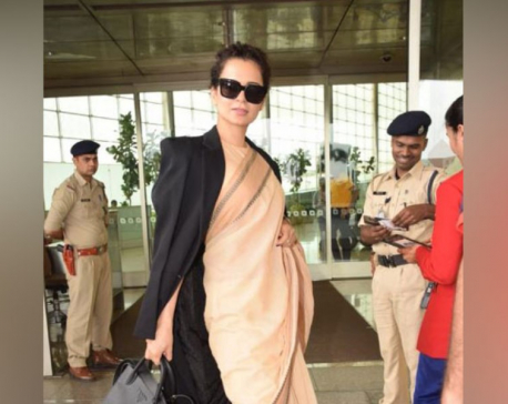 Kangana looks elegant as she dons Rs 600 saree to Jaipur