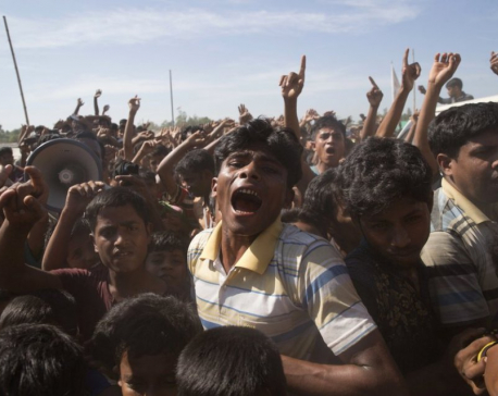 Rohingya refugees protest exodus, demand rights in Myanmar