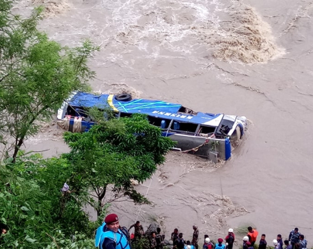 Trishuli bus plunge kills three, injures 14