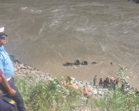 Truck falls into Trishuli river, one goes missing