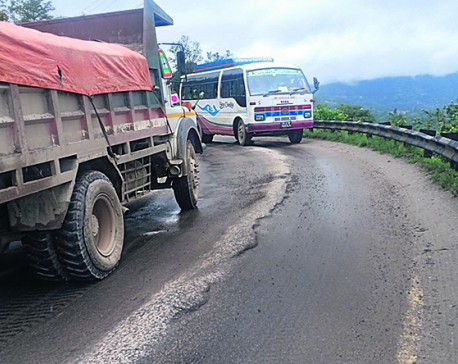 Blacktopping of Arniko Highway section wears off within a year