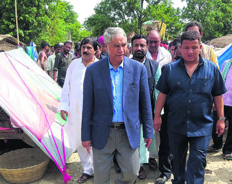 Ministers, officials visit flood victims in Saptari