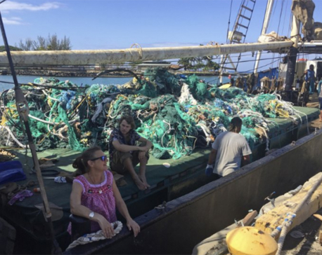 40 tons of fishing nets retrieved in Pacific Ocean cleanup