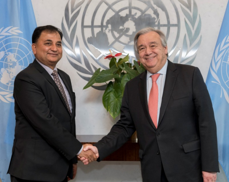 Defense Minister Pokhrel meets UN Secretary-General in New York
