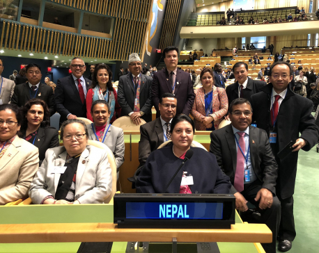 President Bhandari participates in high-level event on ‘Women in Power’, meets UNSG