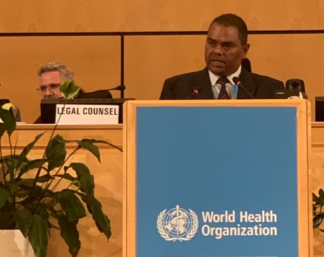 DPM Yadav delivers statement during 72nd World Health Assembly in Geneva