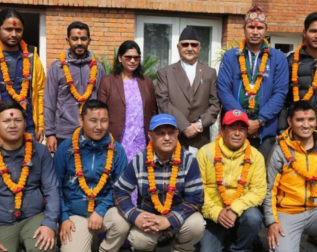 Survey officials successfully scale Mt. Everest