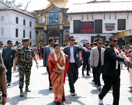 President performs special worship with 'panchamrit snan' at Pashupatinath temple