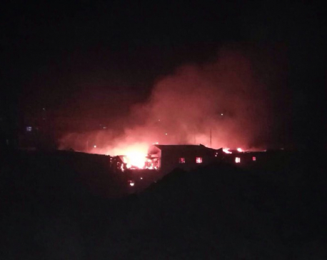 Massive blaze rages on in Balkhu's squatter settlement