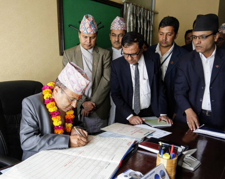 Newly elected Chief Secretary Regmi assumes his office
