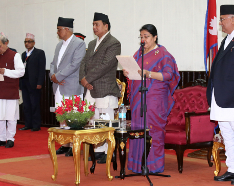 President Bhandari administers oath to HoR and NA senior most members