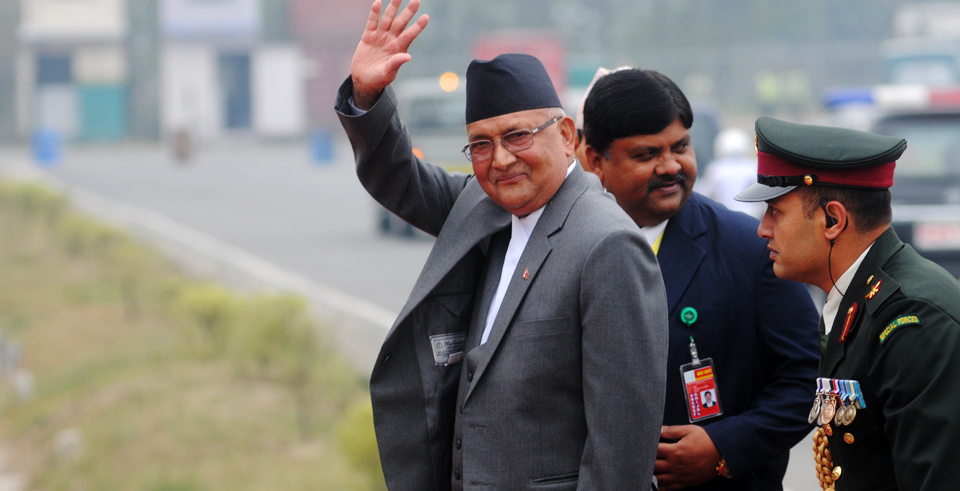 Prime Minister Oli leaves for New Delhi to attend Modi’s inauguration ceremony (with video)