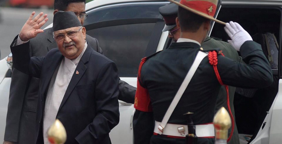 PM Oli returns home from Singapore (with video)