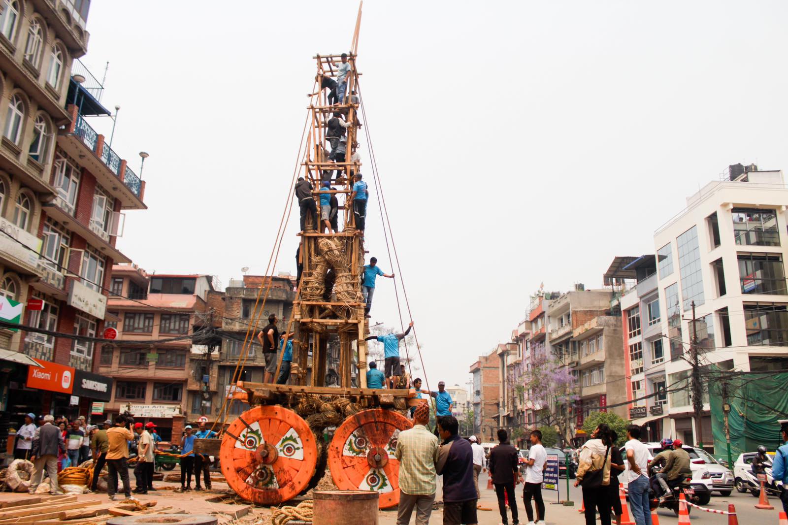 In Pictures: Preparations underway for Rato Machindranath chariot procession at Lalitpur