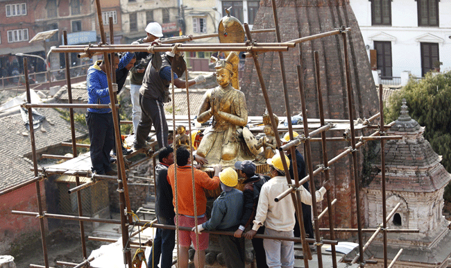 KVPT puts back Yognarendra's statue on pedestal (photo feature)