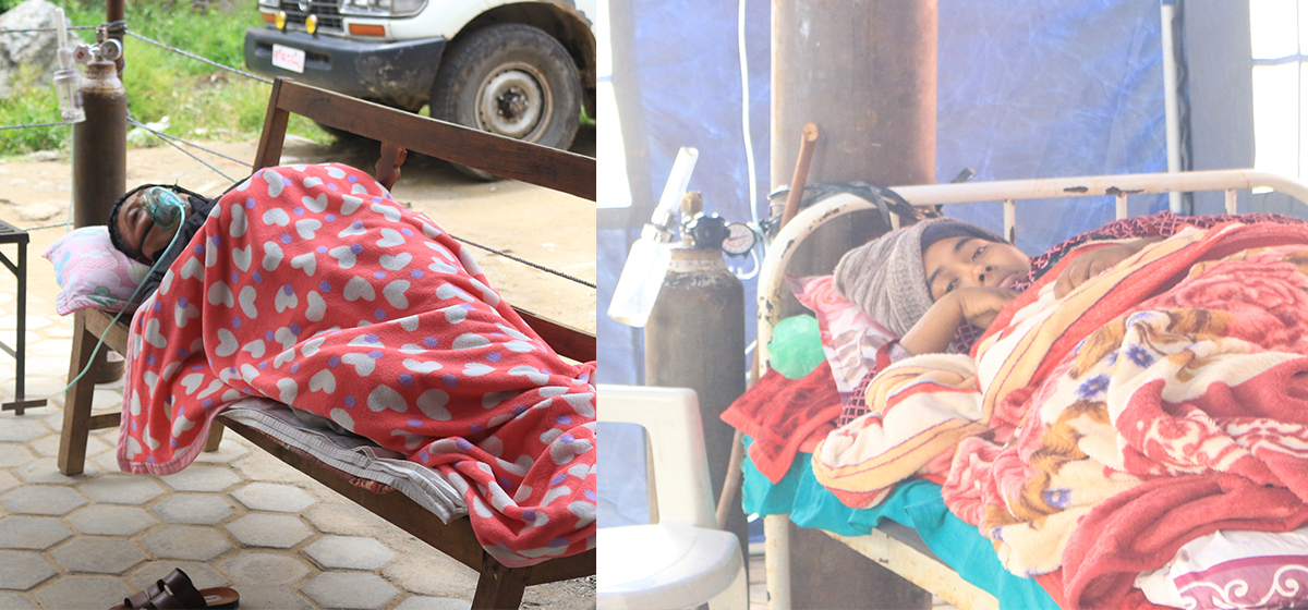 Gorkha Hospital overwhelmed; new mother undergoing treatment inside a tent