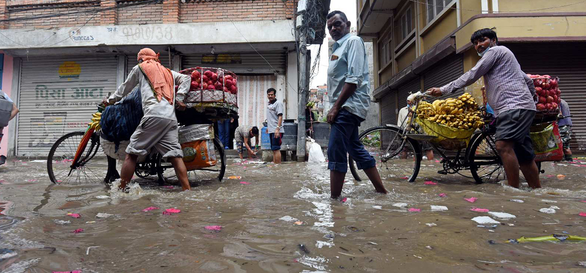 Roads of Kathmandu Valley inundated by a single nightlong rainfall