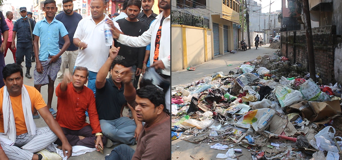 Ward chairpersons throw garbage in front of mayor’s house in Janakpur