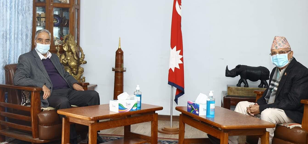 PM Deuba holds meeting  with CPN-UML Chairman Oli to lift parliament obstruction