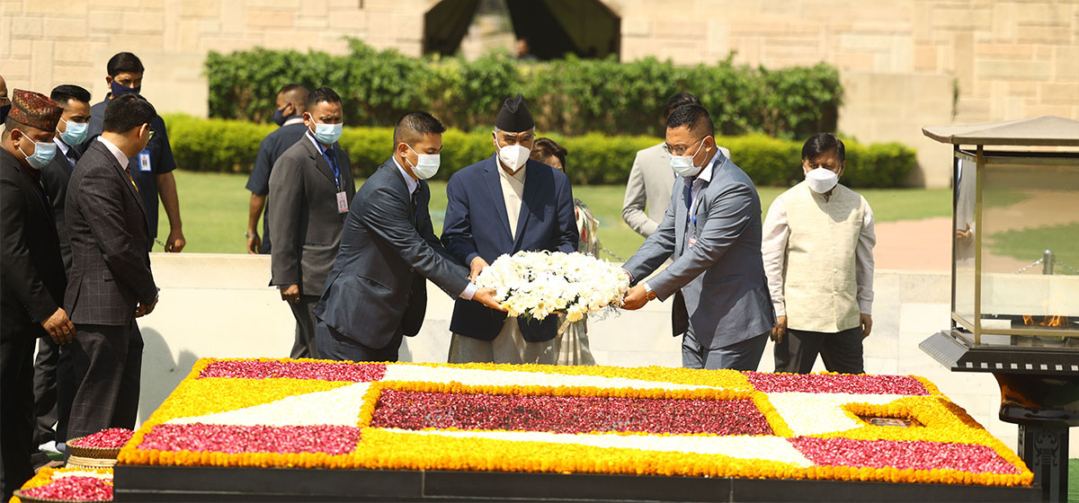 PM Deuba offers tribute to Mahatma Gandhi