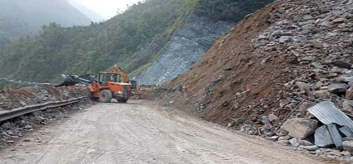 Narayangadh-Muglin road obstructed due to landslide
