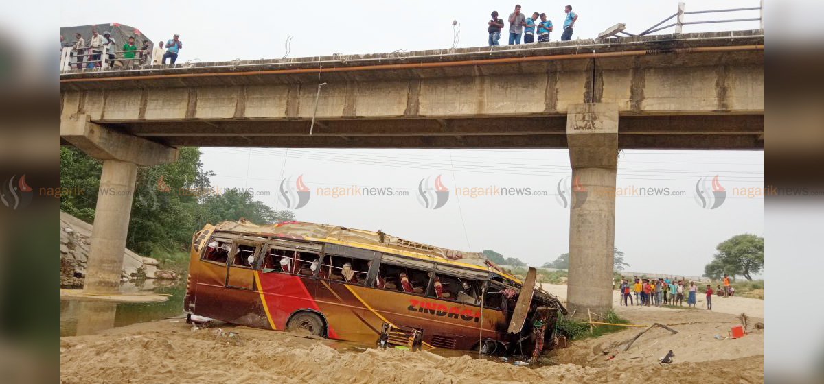Nine killed as a passenger bus falls off Rohini Bridge in Rupandehi