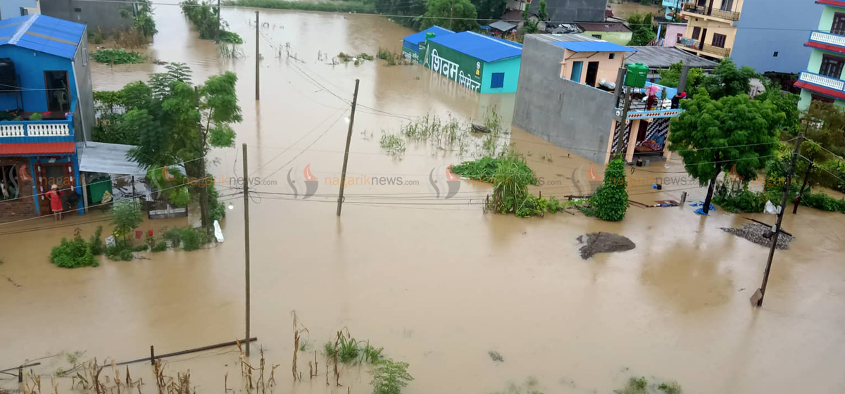 100 houses flooded in Gaindakot