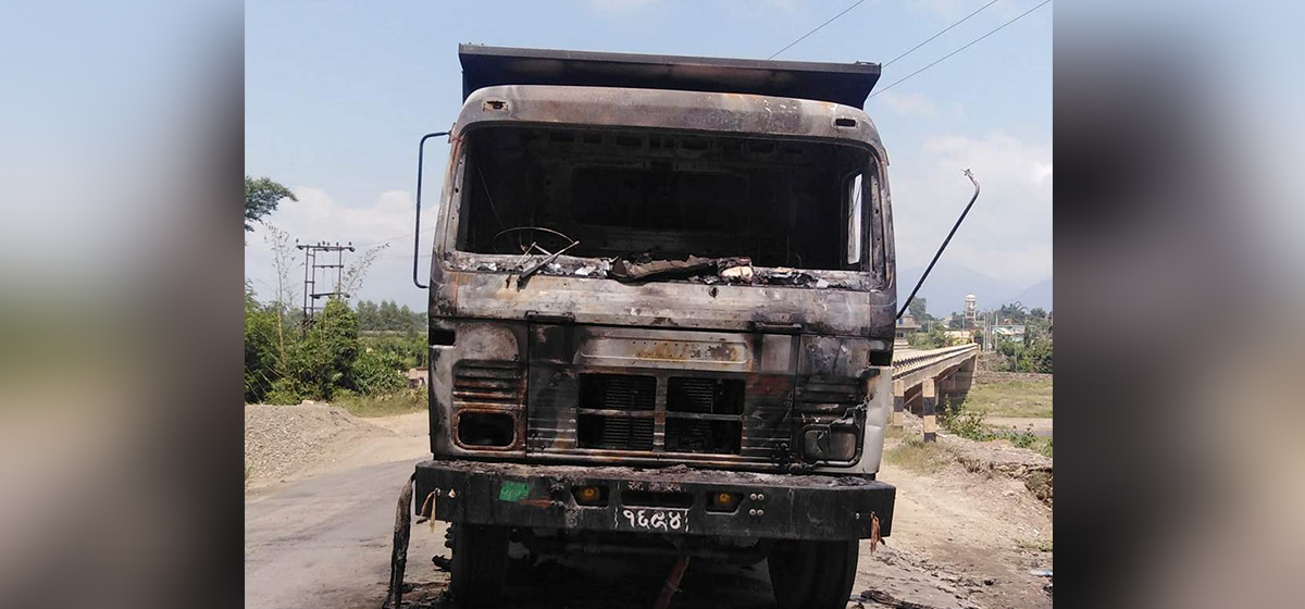 Tipper truck set on fire to claim insurance amount