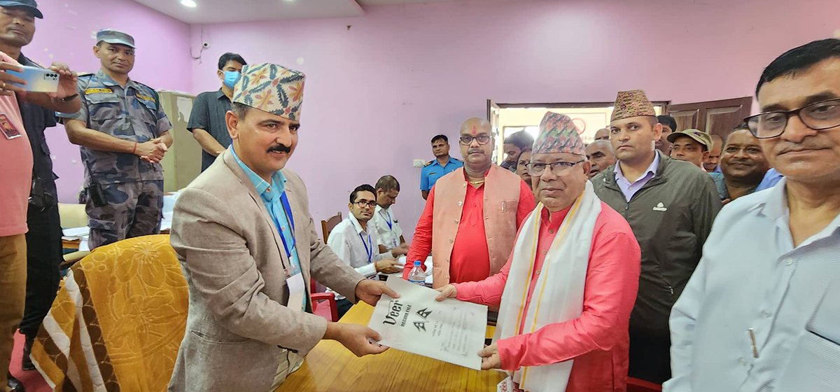 Madhav Kumar Nepal files his nomination