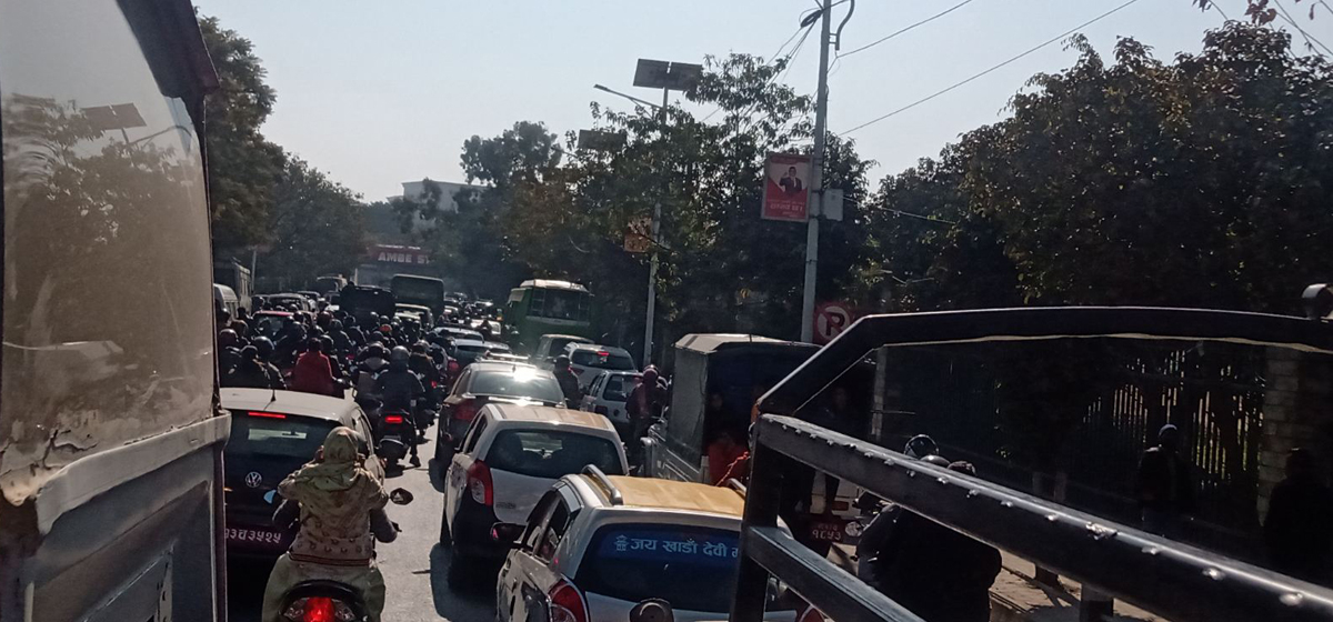 Traffic jam in Kathmandu due to Prithvi Jayanti celebrations