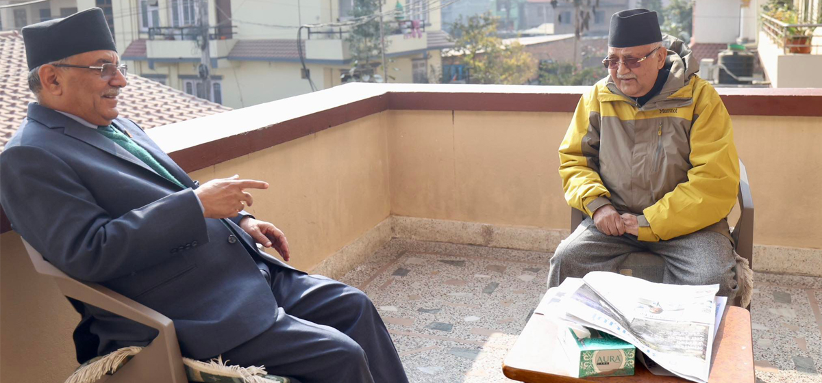 PM Dahal and UML Chairman Oli discuss election of President, Speaker