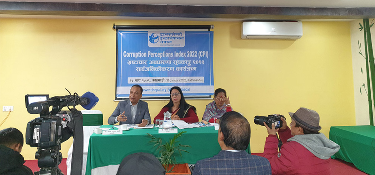 Nepal ranks 110th out of 180 countries on TI’s corruption perceptions index