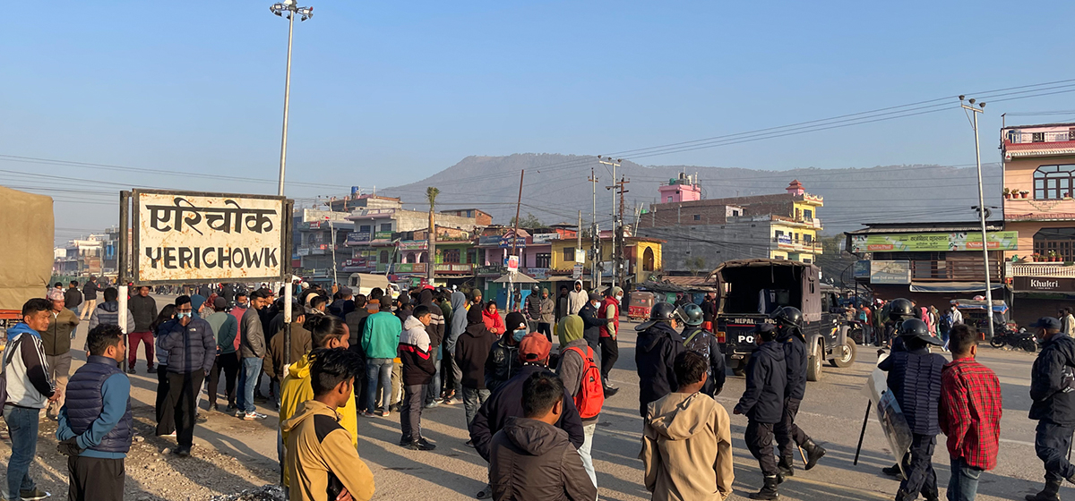 Yerichowk of Surkhet tense after woman dies in bus-hit