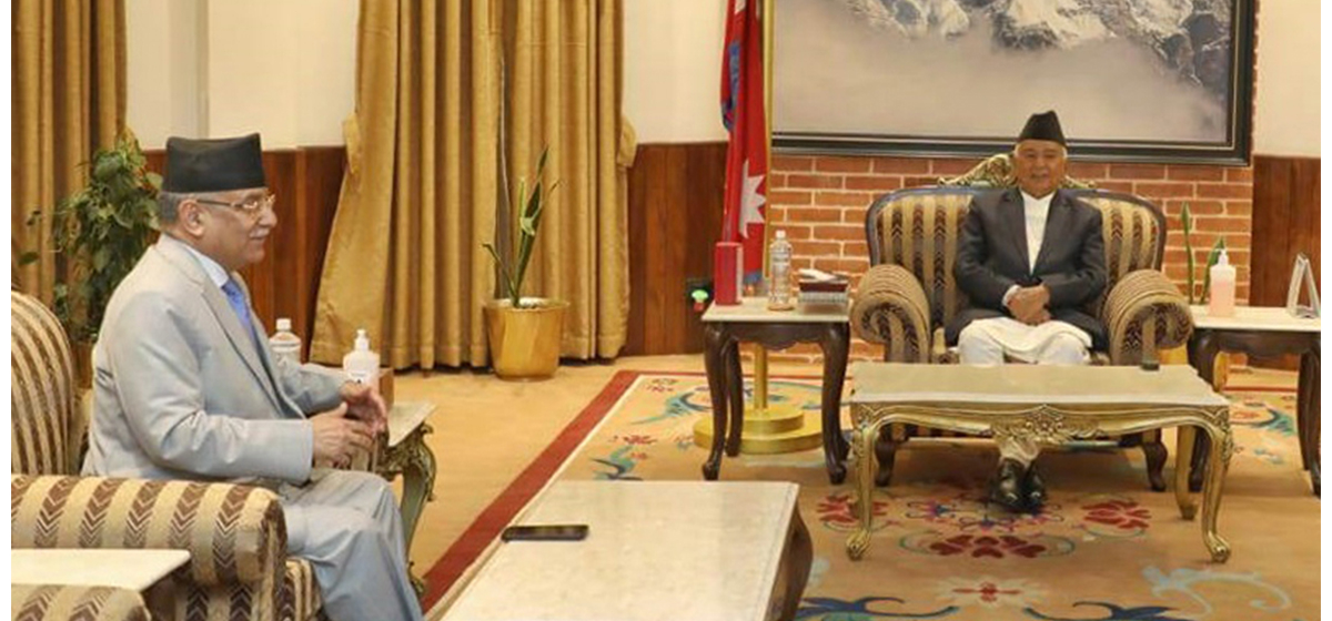 PM Dahal calls on President Paudel before leaving for India