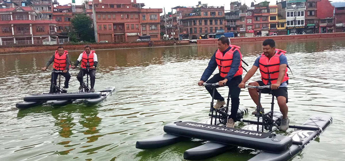 Innovative concept of water-borne bicycles launched in Bhaktapur