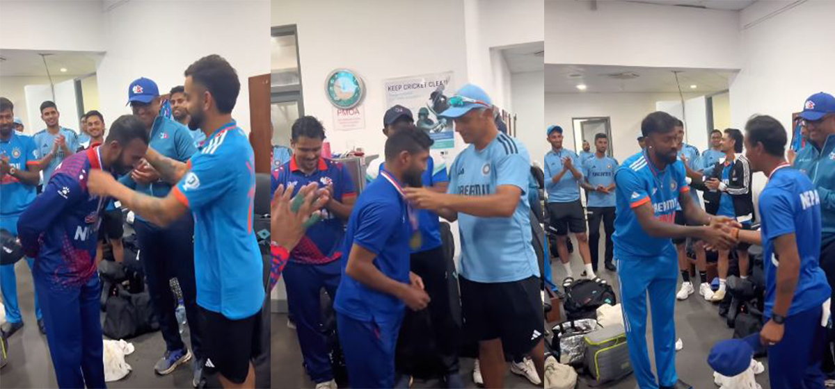 Nepali cricketers receive medals from Indian players and coaches