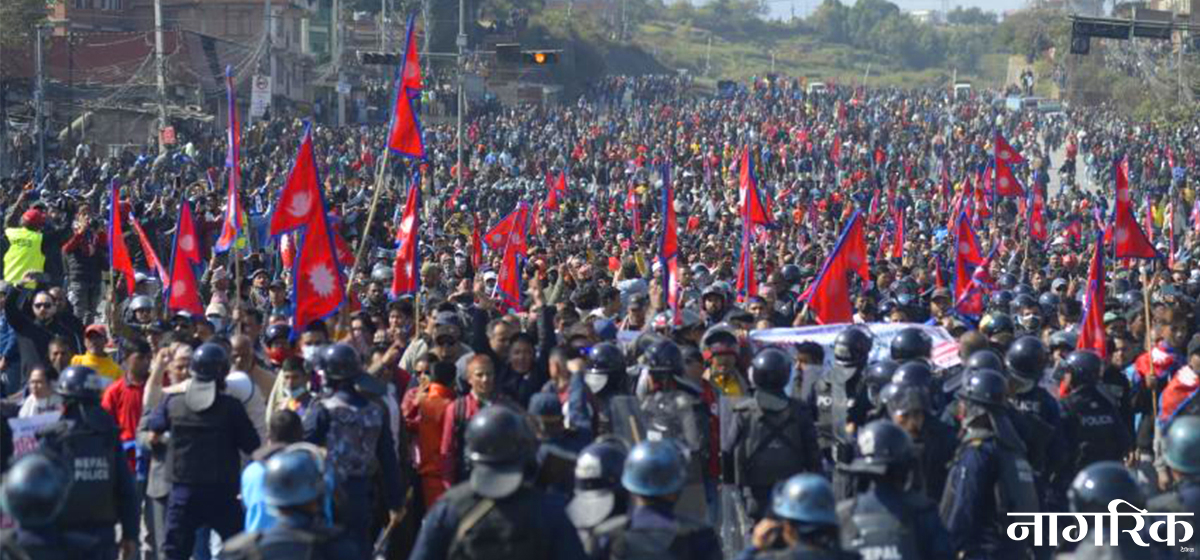 Pro- and anti-republican demonstrations unfold in Kathmandu as dissatisfaction mounts against govt