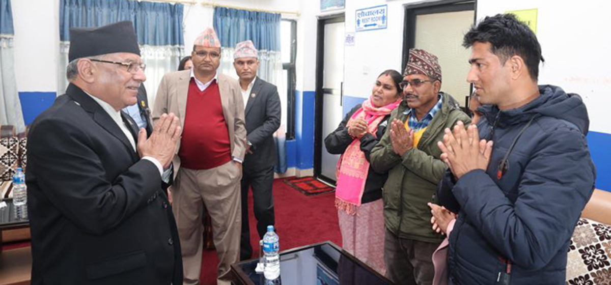 PM Dahal meets Bipin's parents (Photos)