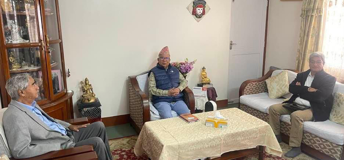 NC President Deuba reaches Koteshwar to meet Madhav Kumar Nepal