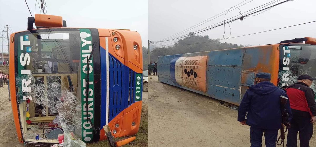 Six Chinese nationals injured in bus accident in Tanahun