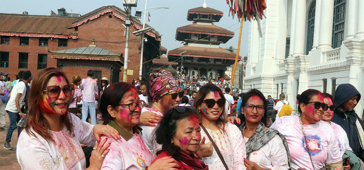 Historic Basantapur Durbar Square alive with Holi celebrations (In Photos)