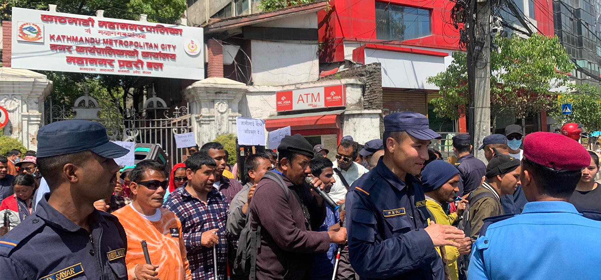 Visually impaired performers protest in Kathmandu after KMC police confiscate speakers